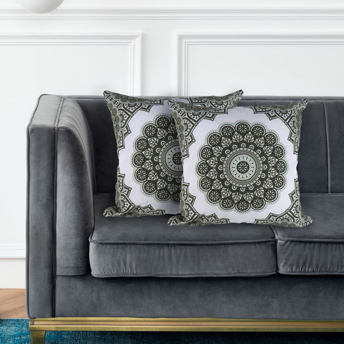 2-Pack Cotton Decorative Throw Pillows - 45x45 cm Square, Grey Pattern