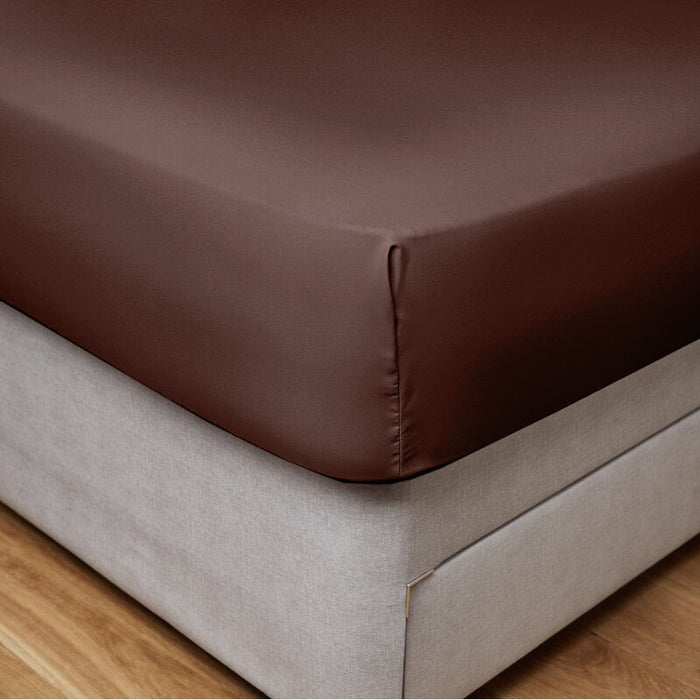 Fitted Sheet 100% Cotton (90 X 190 + 20 CM ) - Chocolate Brown - Cotton Home