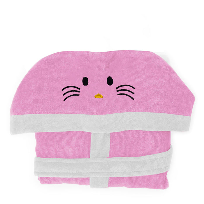 Kitty design embroidery bathrobe for kids