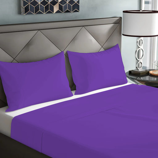3 Piece Flat Sheet Set Super Soft Purple King Size