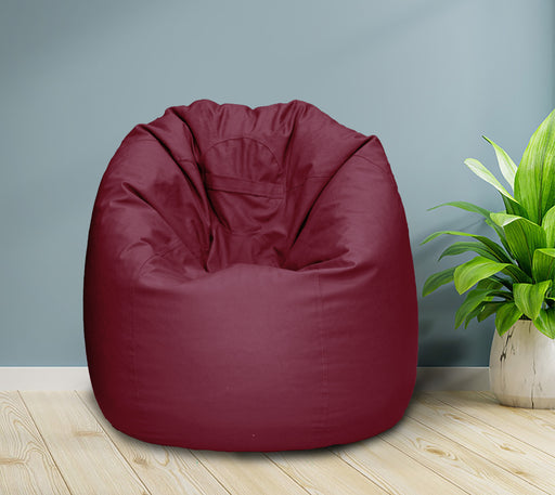 PU Leather Adult Bean Bag 62x105cm - Maroon - Cottonhome.ae