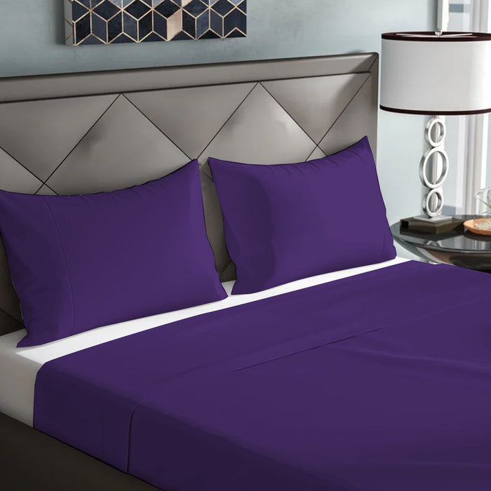 3 Piece Flat Sheet Set Super Soft Violet Super King Size 240x260 