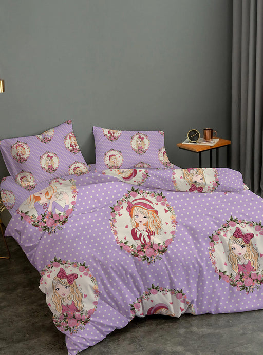 Queenlair Purple Kids Comforter 3pc Bedding Set 135x220cm