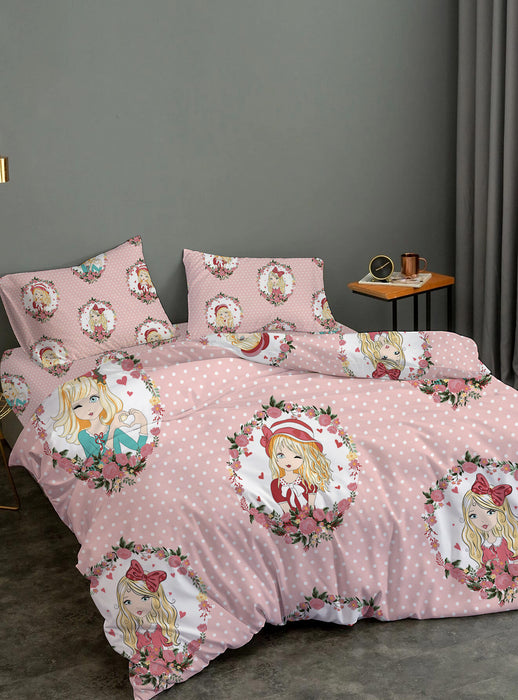 Queenlair Pink Kids Comforter 3pc Bedding Set 135x220cm for sale
