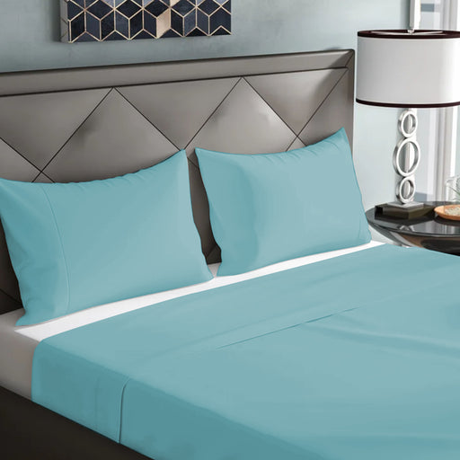 3 Piece Flat Sheet Set Super Soft Teal Queen Size 200x220