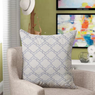 Embroidered White Gray Modern Quatrefoil Geometric Filled Cushion 45x45cm