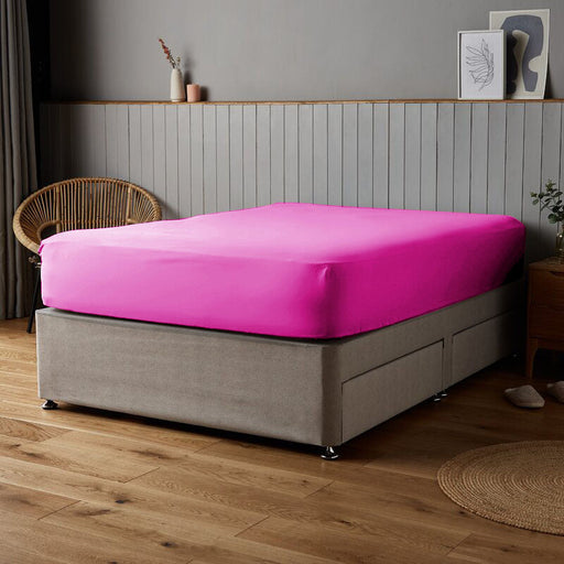 Fitted Sheet 100% Cotton (180 X 200 + 30 CM ) - Fuscia - Cotton Home