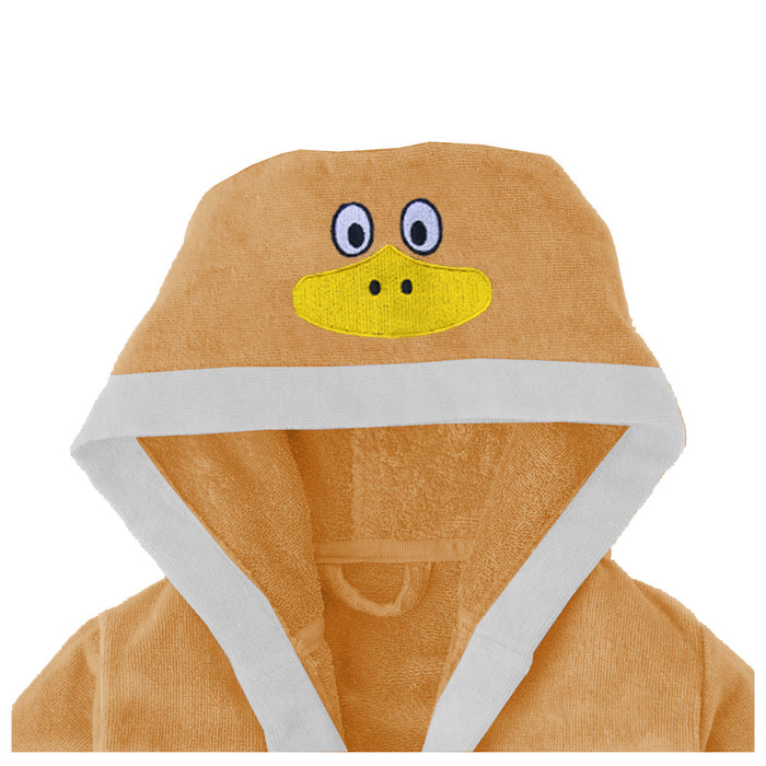 Bear Embroidered Kids Bathrobe with Hood and Tie Up Belt - Peach - Cottonhome.ae