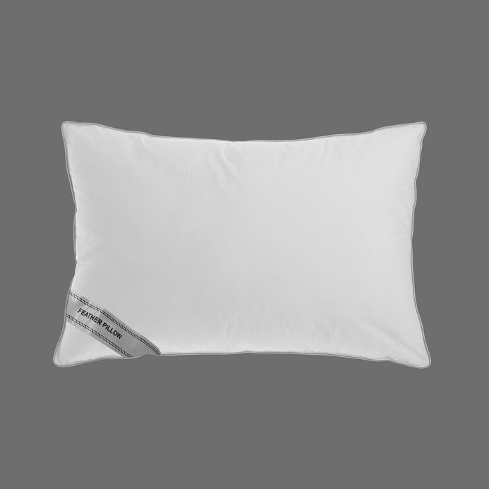 Luxurious Soft Feather Pillow with Grey Piping 