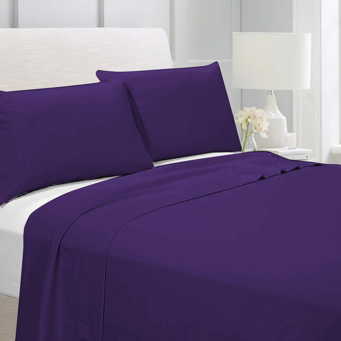 3 Piece Flat Sheet Set Super Soft Violet King Size 220x240 