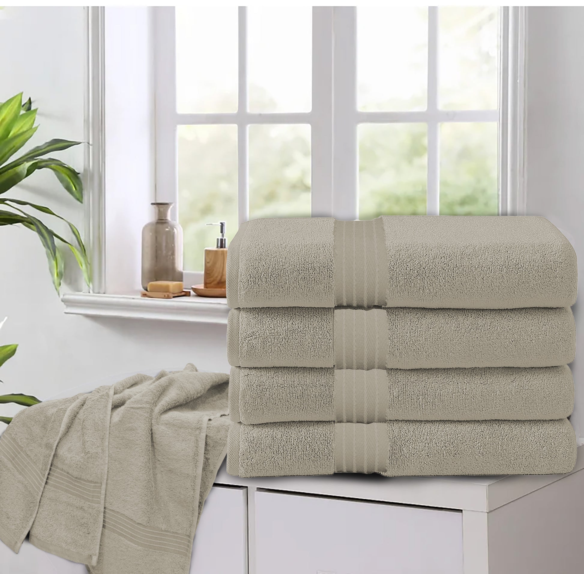 Beige bath towels set