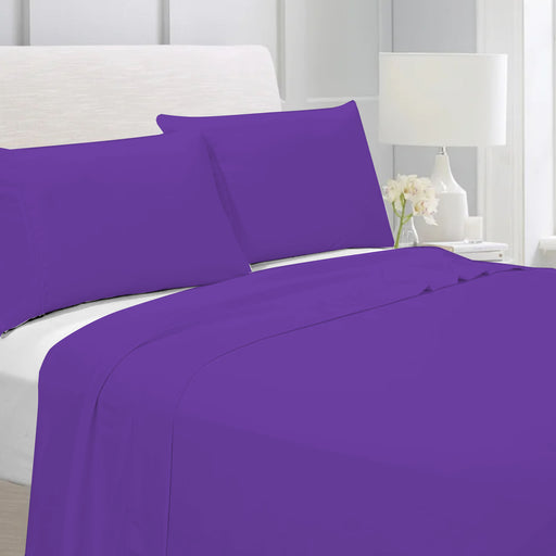 Buy 3 Piece Flat Sheet Set Super Soft Purple King Size
