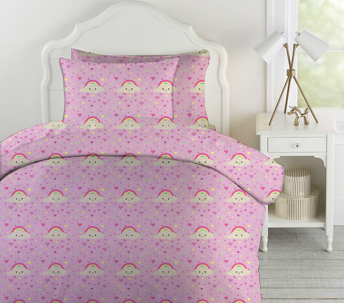 Rainbow Pinklair Kids Comforter 3pc Set 135x220cm - 030 Pink - Cottonhome.ae