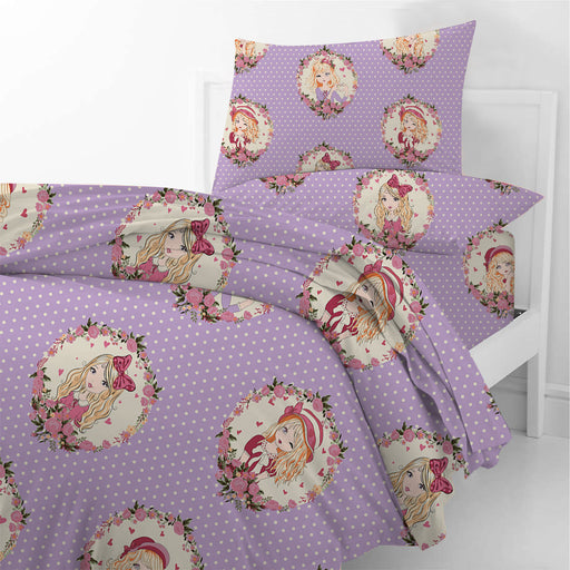 Queenlair Purple Kids Comforter 3pc Bedding Set 135x220cm for sale