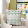 Embroidered Green Triangle Pattern Filled Cushion 45x45cm