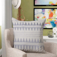 Embroidered Grey Triangle Pattern Filled Cushion 45x45cm