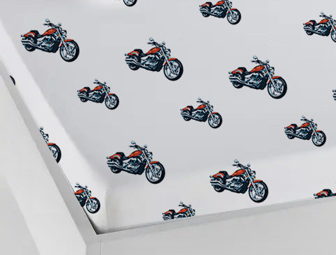 Motorcycle Print 3 Pc Duvet Cover Set For Kids 135x220cm for sale