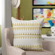 Embroidered Golden Triangle Pattern Filled Cushion Cover 45X45cm