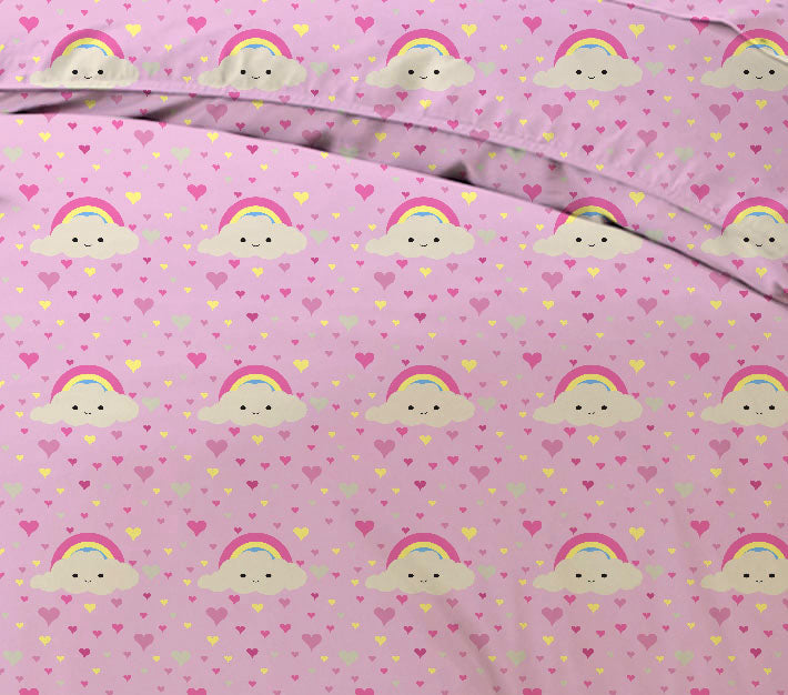 Rainbow Pinklair Kids Comforter 3pc Set 135x220cm - 030 Pink - Cottonhome.ae