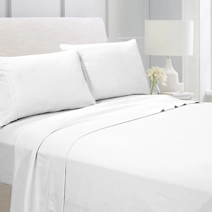 3 Piece Flat Sheet Set Super Soft White Queen Size 200x220