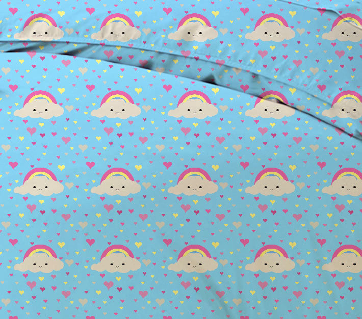 Rainbow Bluelair Kids Comforter 3pc Set 135x220cm - 030 Blue - Cottonhome.ae