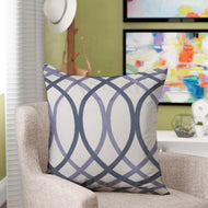 Embroidered Grey & Blue Zig Zag Geometric Filled Cushion 45x45cm