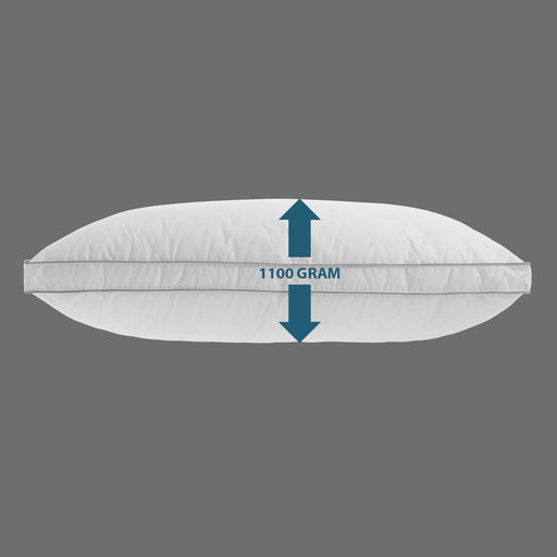 Feather pillow 1100 gram with double grey piping