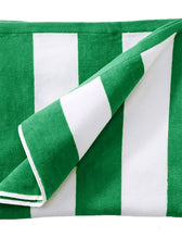 Oversized 100% Cotton Striped Pool Towel - Green