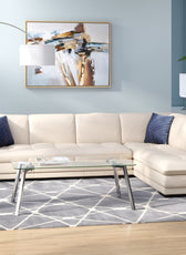 Marcels Wide Leather Match Sofa & Chaise - Cotton Home