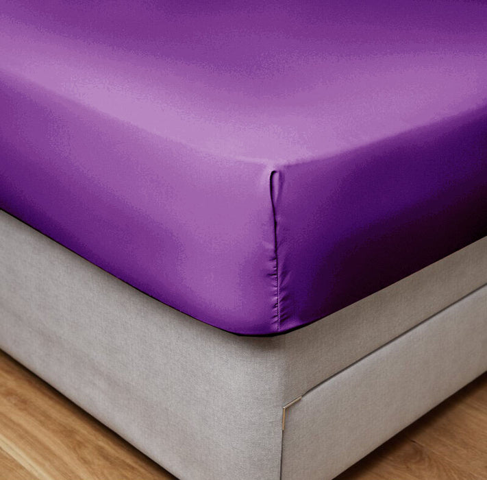 Fitted Sheet 100% Cotton (90 X 190 + 20 CM ) -Dark Purple - Cotton Home