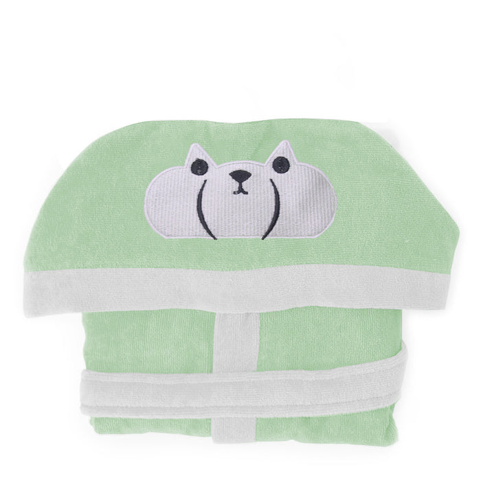 Polar Bear Embroidered Child Bathrobe with Hood