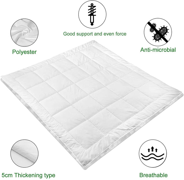 Mattress Topper- (160 X 200 +8 CM) WHITE - Cotton Home