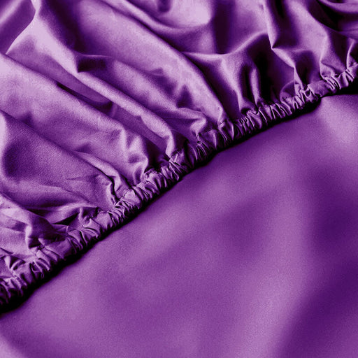 Fitted Sheet 100% Cotton (180 X 200 + 30 CM ) -Dark Purple - Cotton Home
