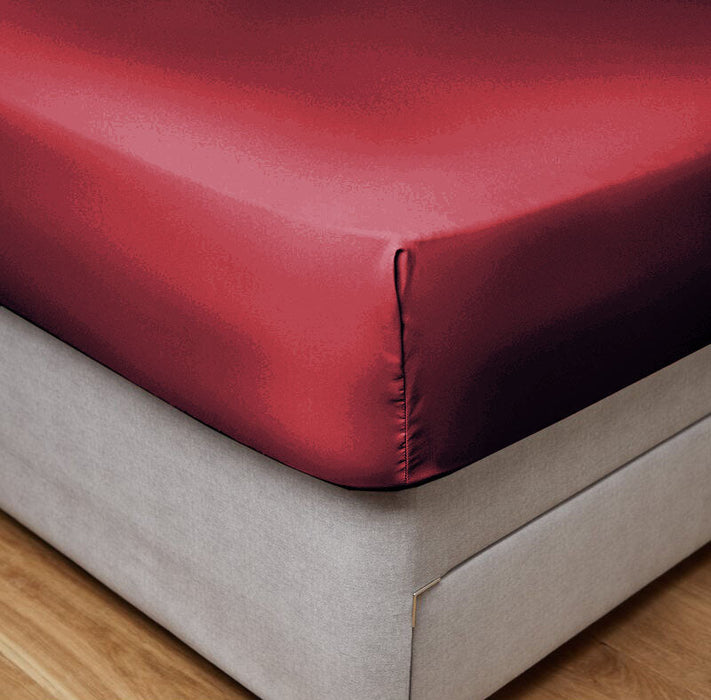 Fitted Sheet 100% Cotton (90 X 190 + 20 CM ) -Red - Cotton Home