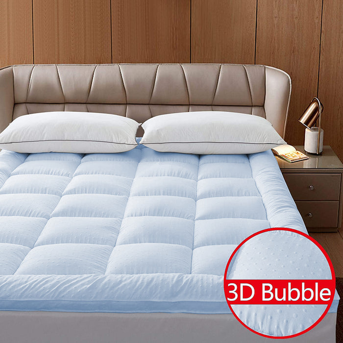 Bubble Mattress Topper 180x 200 + 5  - Blue - Cotton Home