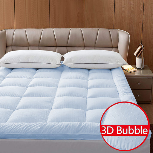 Bubble Mattress Topper 200x 200 + 5  - Blue - Cotton Home