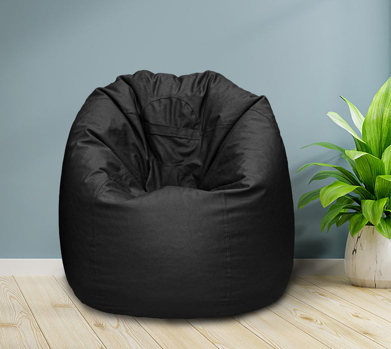 PU Leather Adult Bean Bag 62x105cm - Black - Cottonhome.ae