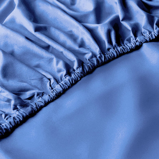 Fitted Sheet 100% Cotton (200 X 200 + 30 CM ) -Blue - Cotton Home