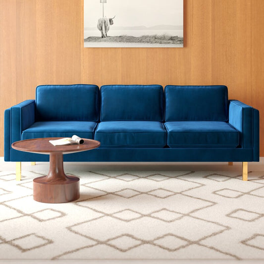 Velvet Square Arms Sofa - Cotton Home