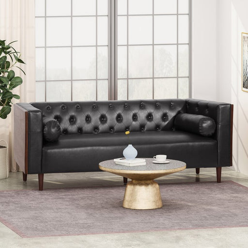 Leather Tuxedo Arm Sofa - Cotton Home