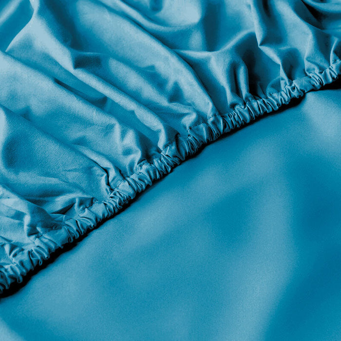 Fitted Sheet 100% Cotton (90 X 190 + 20 CM ) -Turquise - Cotton Home