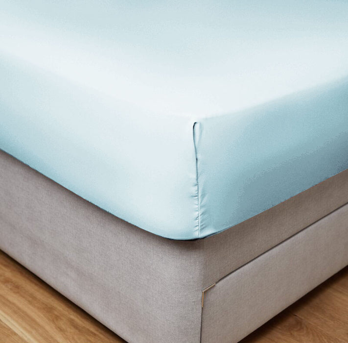 Fitted Sheet 100% Cotton (90 X 190 + 20 CM ) -Sky Blue - Cotton Home
