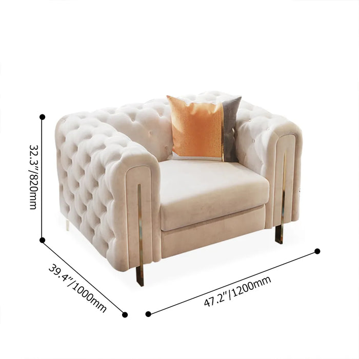 Daslaop Modern White Velvet Upholstered Sofa & Chair Living Room - Cottonhome.ae