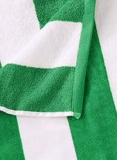 Oversized 100% Cotton Striped Pool Towel - Green