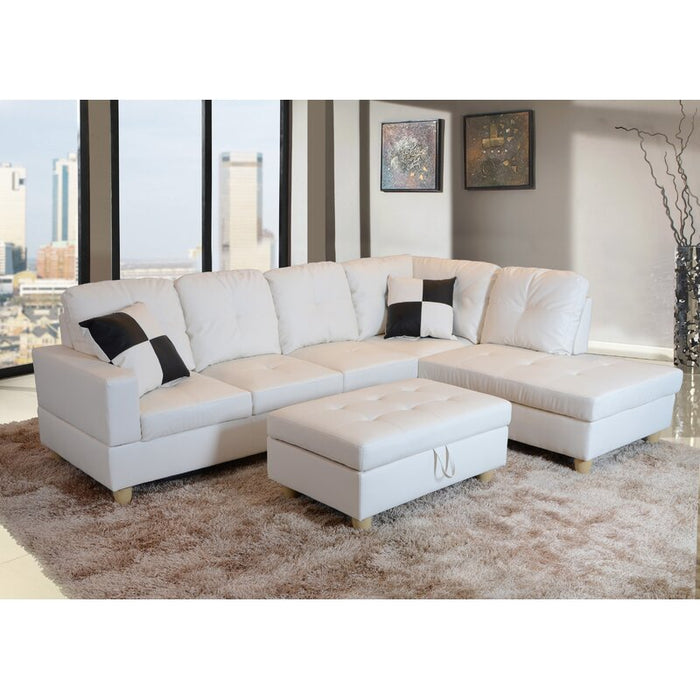 Airlaier Leather Facing Sofa & Chaise with Ottoman - Cotton Home