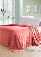 Soft Flannel Blanket Double Size 220x240cm Blush - Cotton Home
