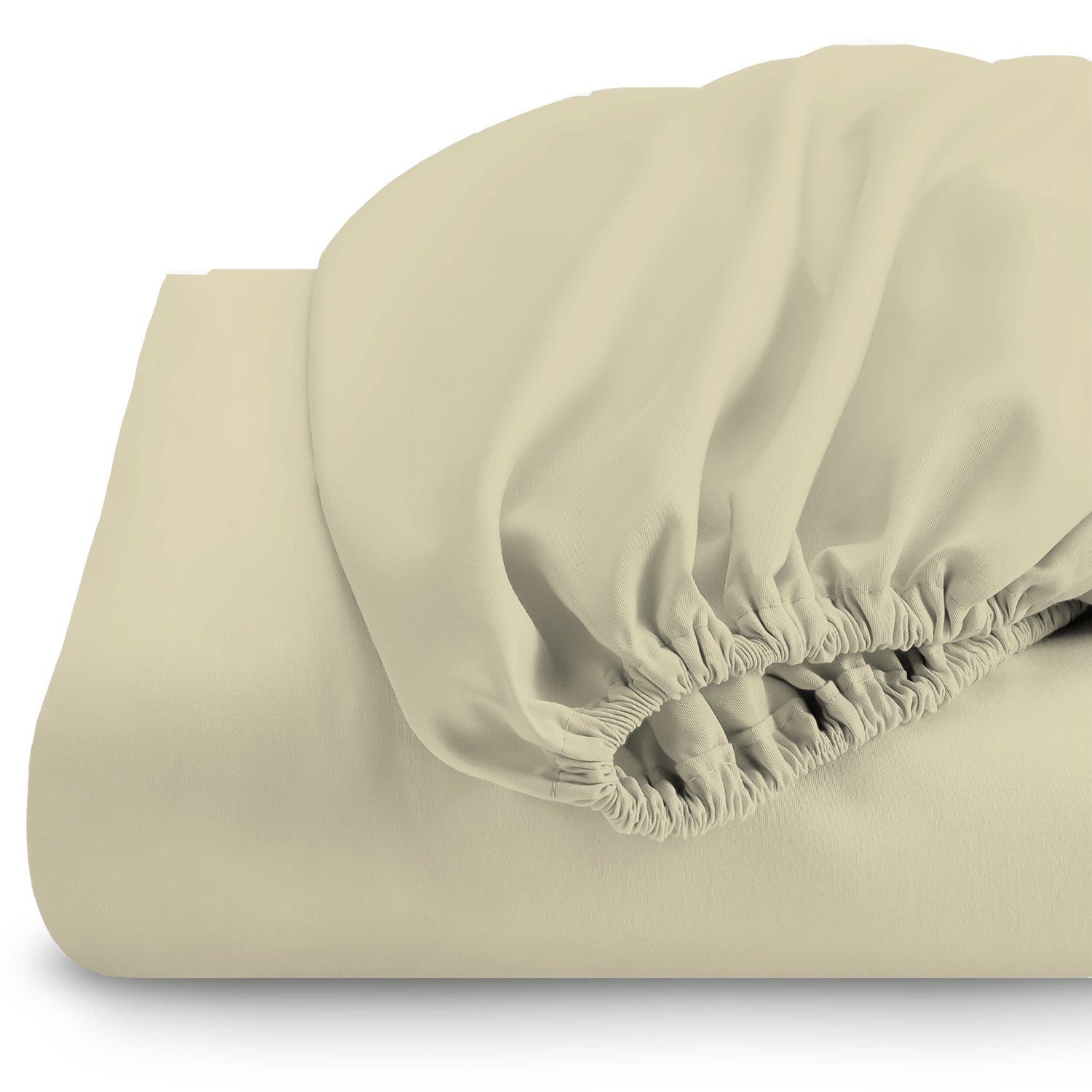 3 Piece Fitted Sheet Set Super Soft Beige Single Size 120x200+25cm with 2 Pillow Case - Cotton Home