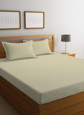 3 Piece Fitted Sheet Set Super Soft Beige Single Size 120x200+25cm with 2 Pillow Case - Cotton Home