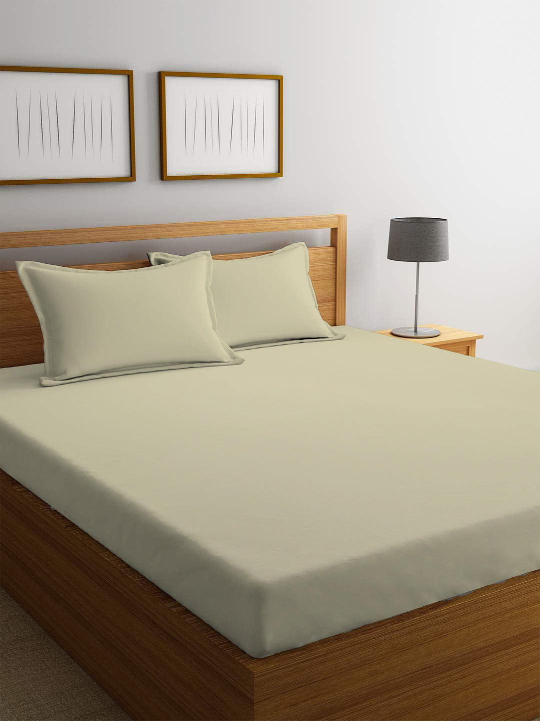 3 Piece Fitted Sheet Set Super Soft Beige Single Size 120x200+25cm with 2 Pillow Case - Cotton Home