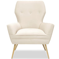 Paris Queen with Golden Brushed Brass legs Velvet Chair L80cm x W79 x H96 Beige
